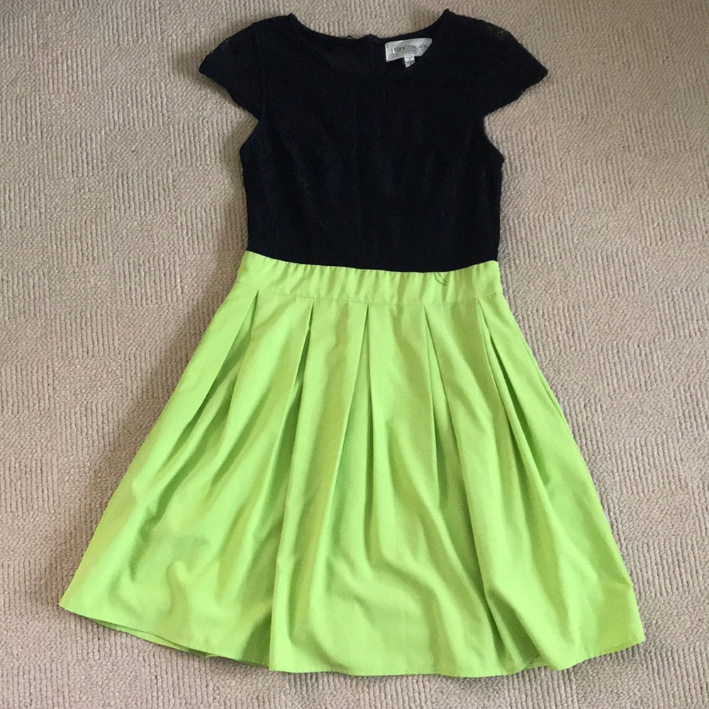 Francesca’s black and lime green dress